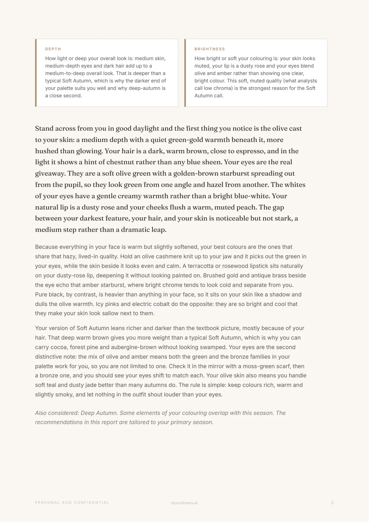 Sample report, page 3: Why this season