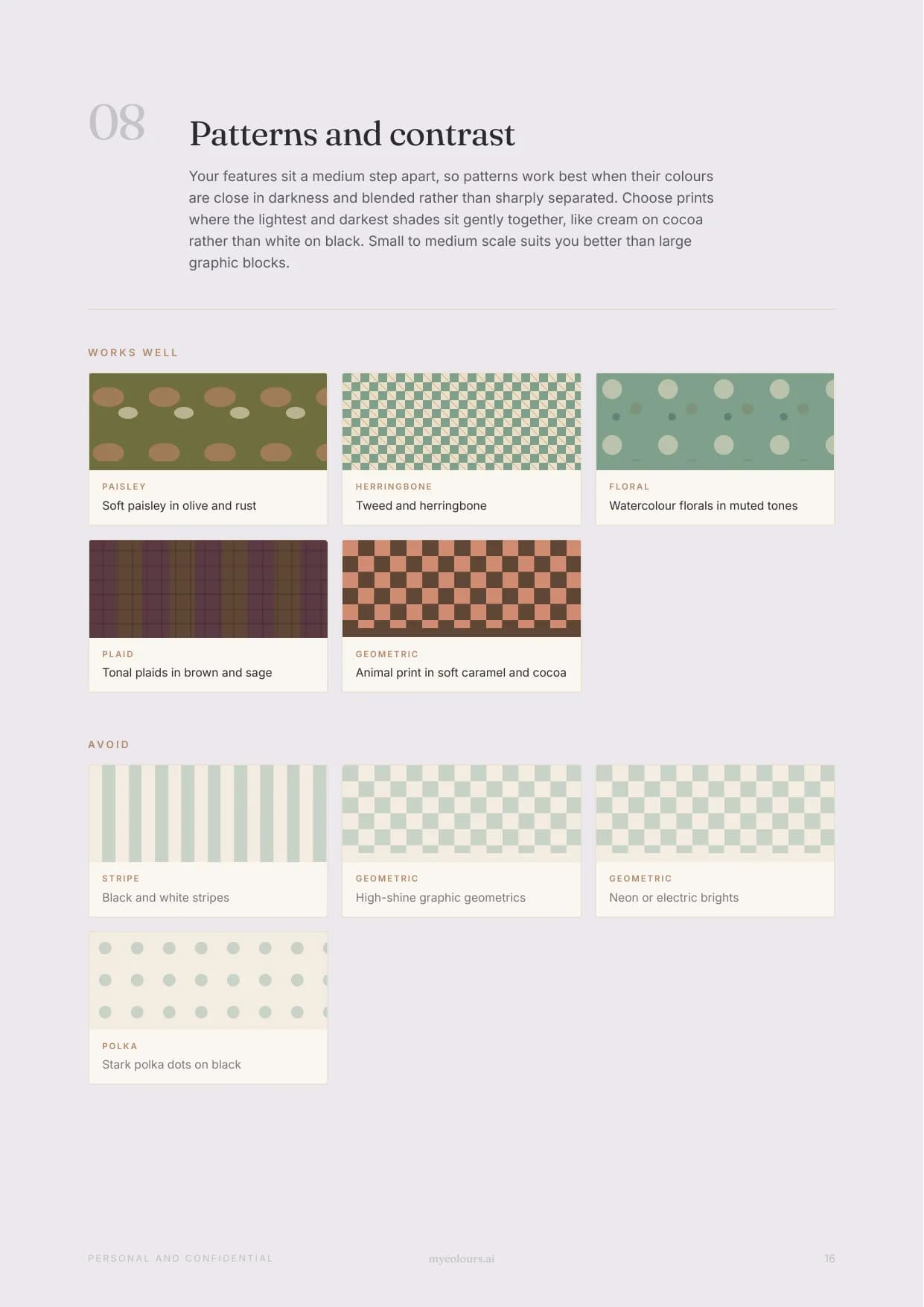 Sample report, page 16: Patterns and contrast