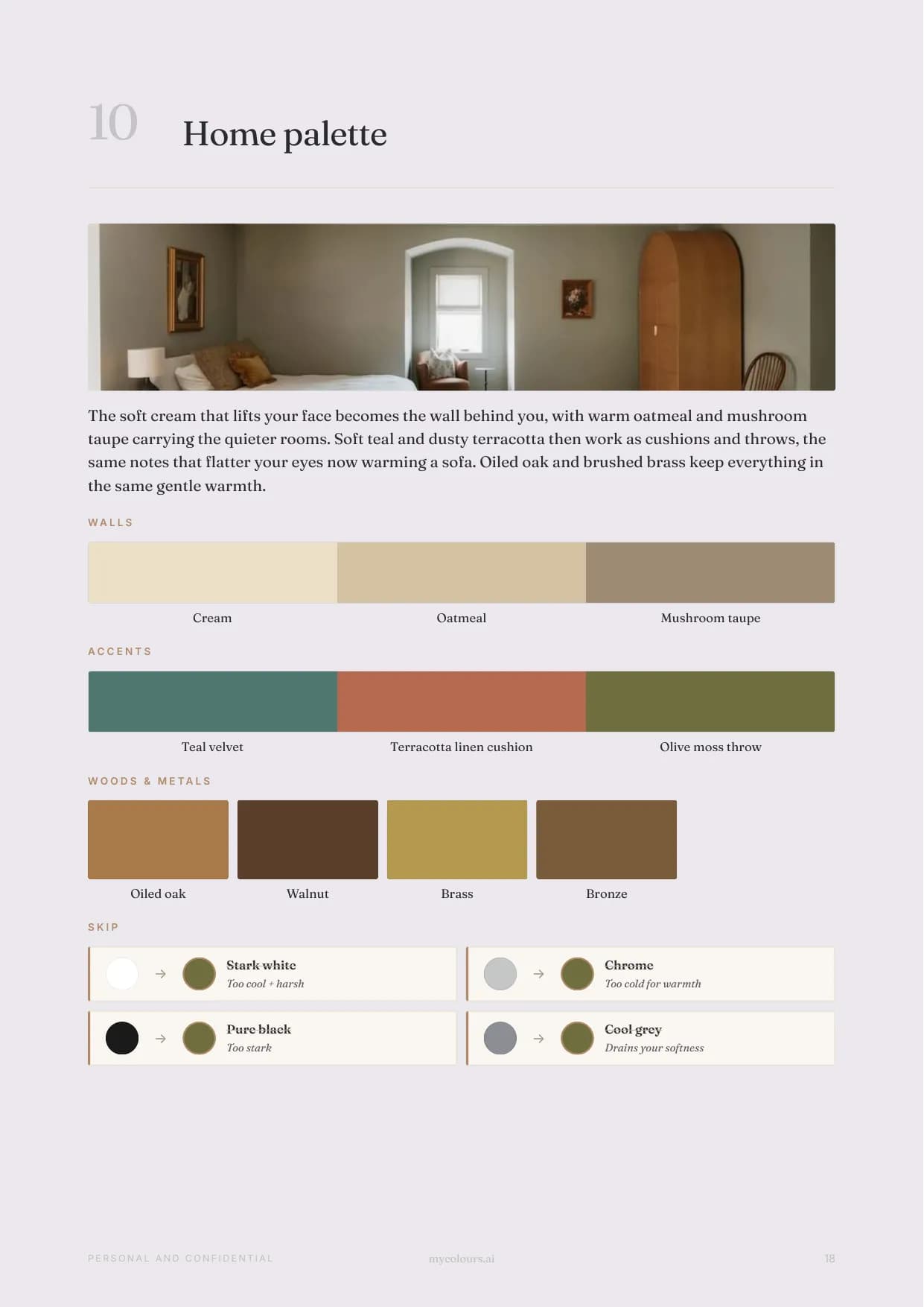 Sample report, page 18: Home palette